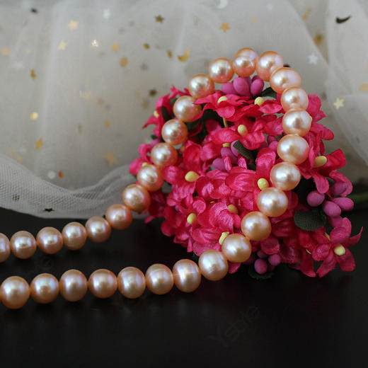 pearlstring粉紫色珍珠串链淡水珍珠项链759mm