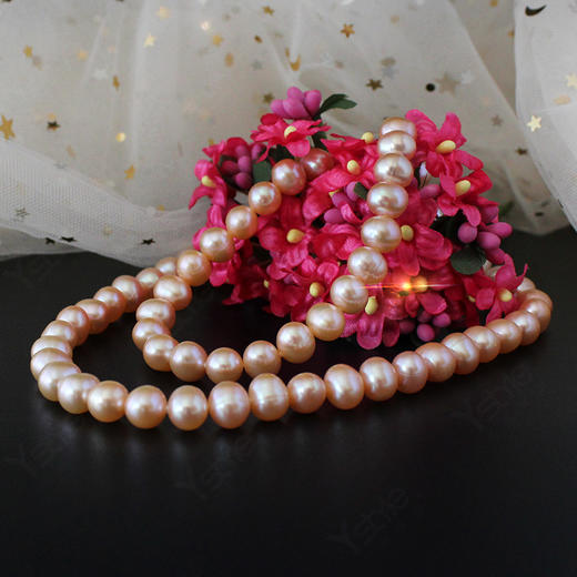 pearlstring粉紫色珍珠串链淡水珍珠项链759mm