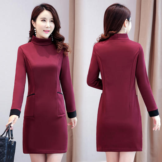 nnj1883冬季潮流时尚百搭休闲显瘦加绒连衣裙包邮