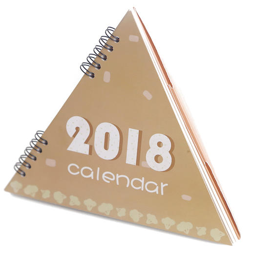 三年二班2018年可爱立体台历z迷你记事日历三角造型桌面农历年历