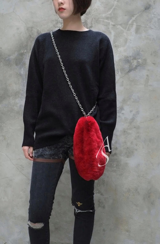 Undercover 兔毛链条包 红色/驼色 秀款 商品图1