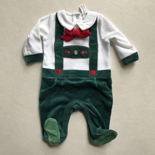 【绿白拼礼服爬服】 可搭配福袋，200元配6-10个商品（有衣服裤子袜子等等 随机不挑） 柔软 舒适的婴童外出服 爬服 连体衣 春秋冬 3季可穿 商品图0
