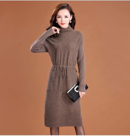 P 28906 中长款针织羊绒衫连衣裙 商品图1