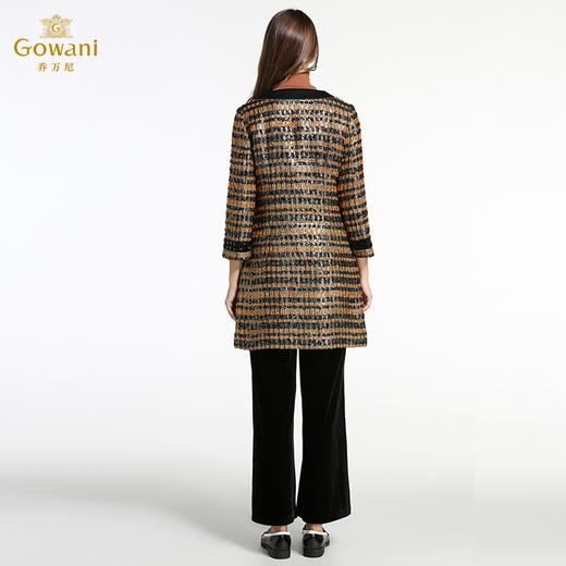 乔万尼冬季毛呢外套简约时尚经典格纹中长款羊毛呢子大衣E144A857 商品图3