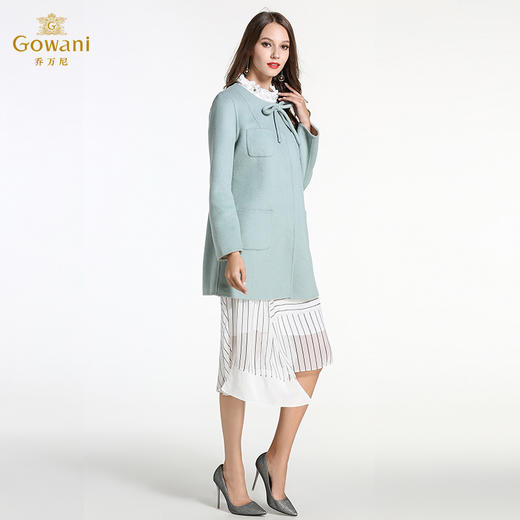 乔万尼冬季羊毛呢子大衣女时尚气质双面呢修身中长款毛呢外套E144A845 商品图3