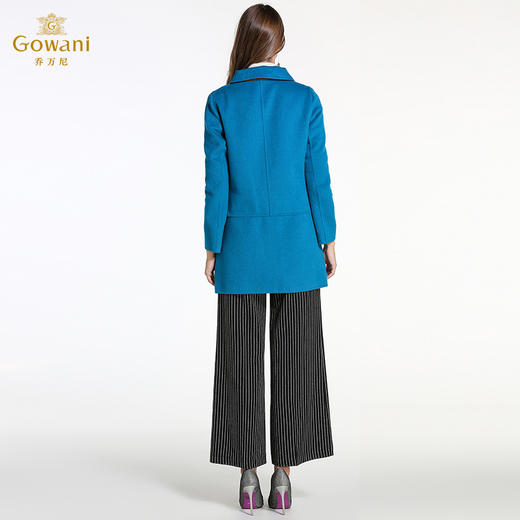 乔万尼冬季呢子大衣女简约时尚撞色修身中长款双面羊毛呢子外套E144A847 商品图3