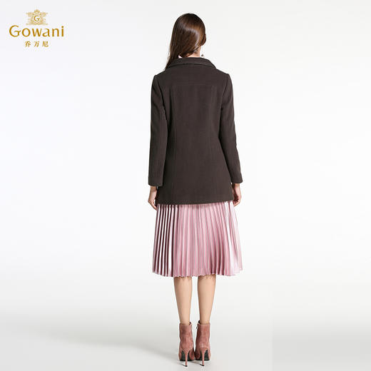 乔万尼冬季毛呢外套女时尚撞色修身中长款单排扣羊毛呢子大衣E144A863 商品图3