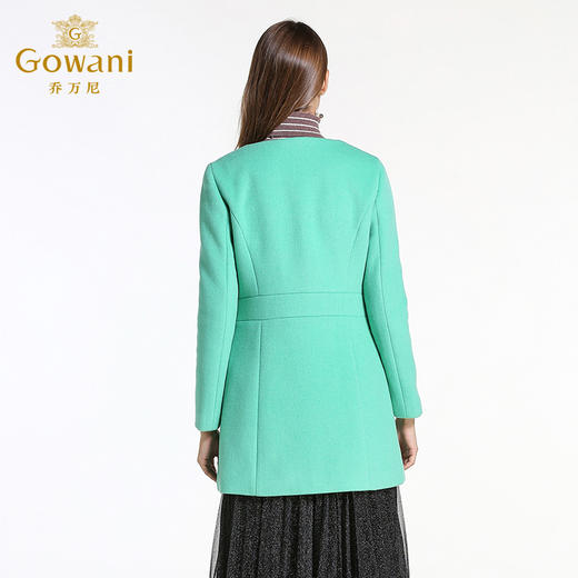 乔万尼冬装女毛呢外套修身中长款小香风保暖圆领纯色百搭羊毛大衣E144A901 商品图3