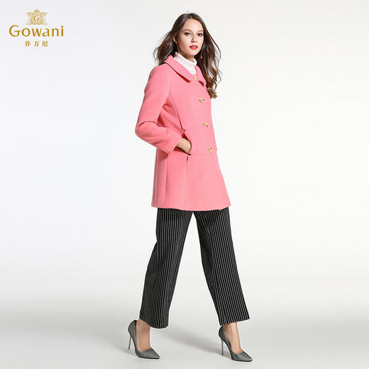 乔万尼冬羊毛呢子大衣简约时尚保暖修身中长款毛呢外套无毛领E144A876 商品图2