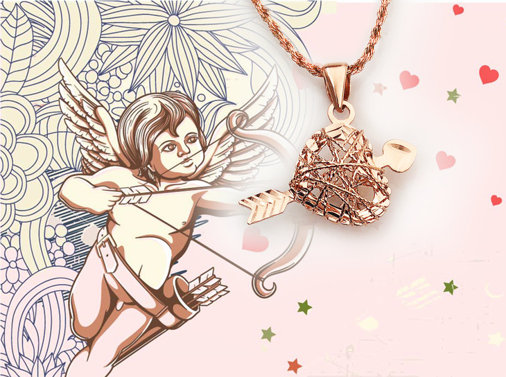 18k玫瑰金吊坠-丘比特之箭