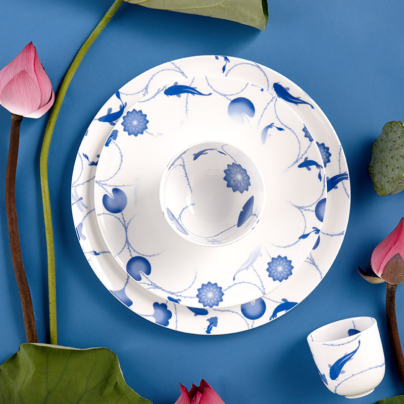 哲品 流莲忘返系列餐具骨瓷盘碟水杯餐具套装西式创意个性家用