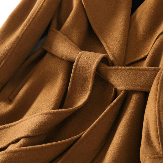 【女士外套】。秋冬 欧美水波纹羊绒大衣双面羊毛毛呢外套女装 商品图3