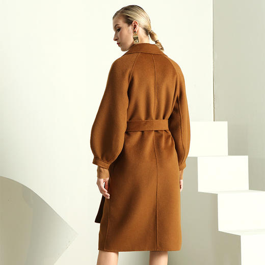 【女士外套】。秋冬 欧美水波纹羊绒大衣双面羊毛毛呢外套女装 商品图4