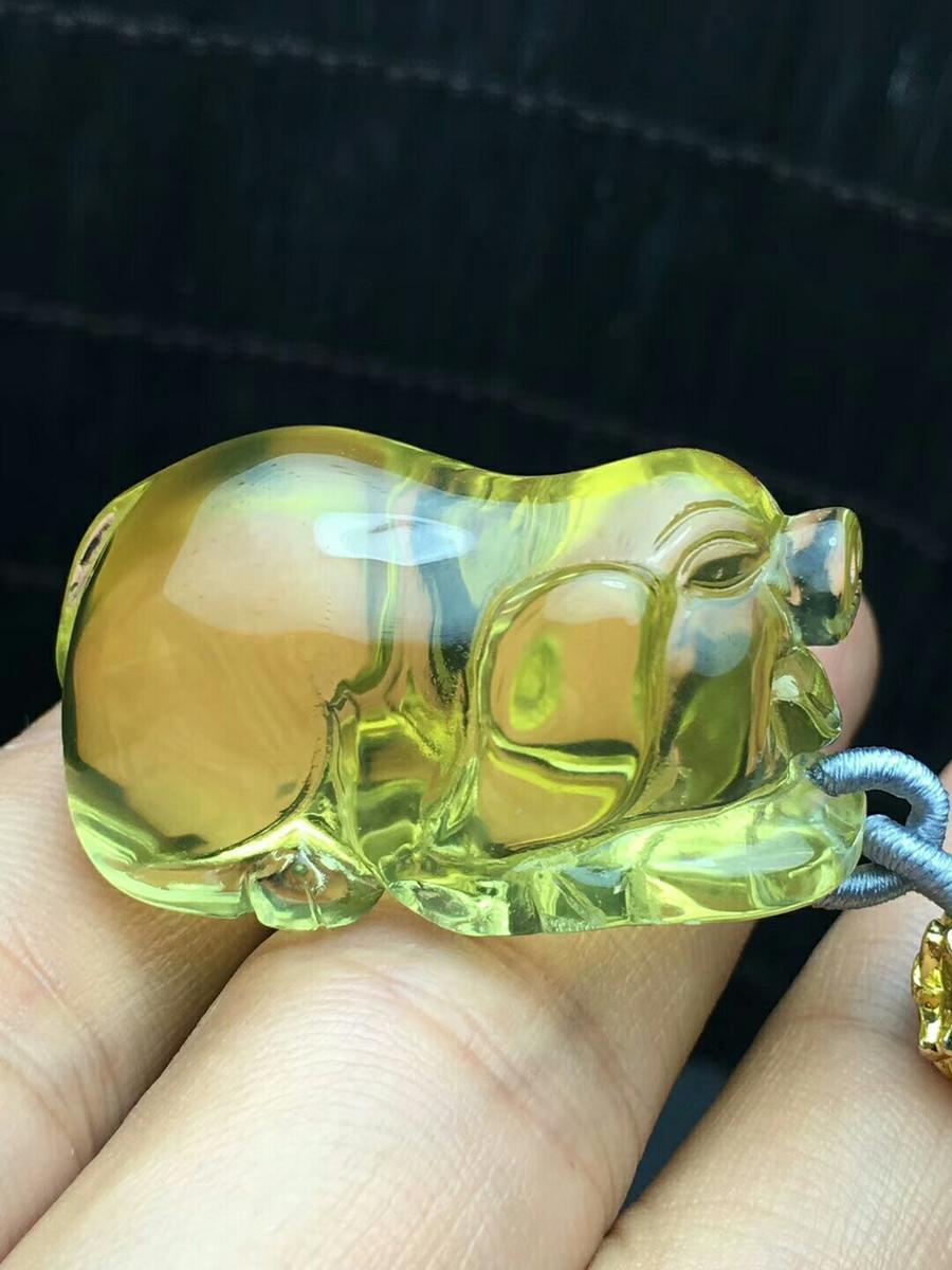 sszb大美货7878天然巴西黄水晶招财猪61福猪吊坠05 05 05
