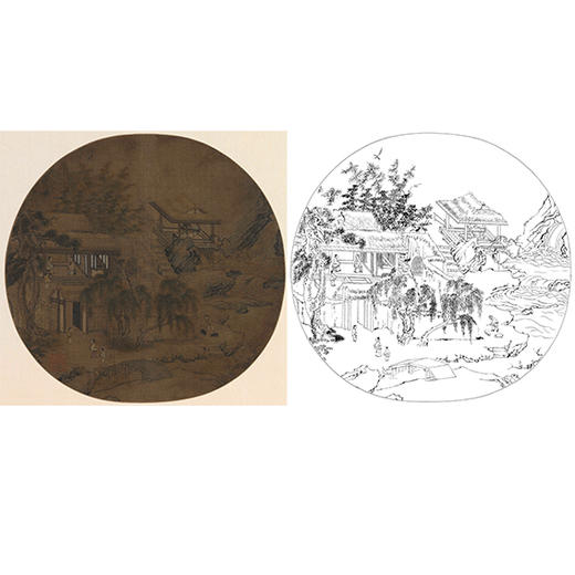 宋画山水人物小品白描底稿-何荃-《草堂客话图》-多种白描尺寸可选-GS14 商品图0