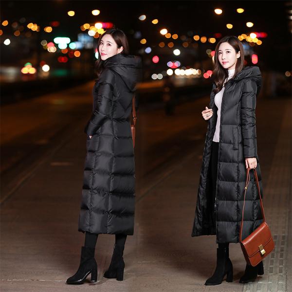 【清仓特价】超长加厚99%白鸭绒修身连帽女款羽绒