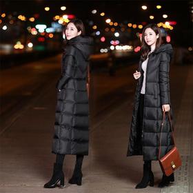 【清仓特价】超长加厚99%白鸭绒修身连帽女款羽绒