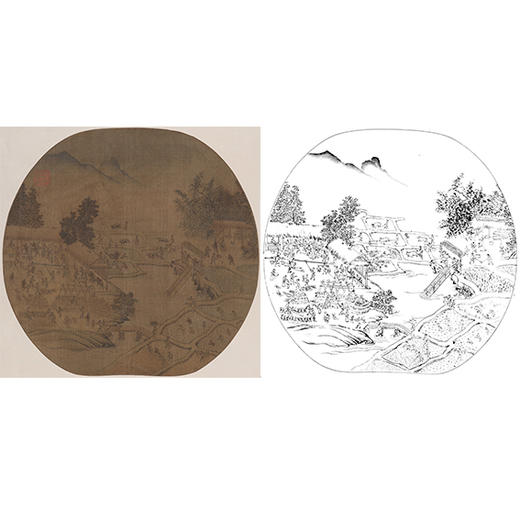宋画山水人物小品白描底稿-杨威（传）-《耕获图》-多种白描尺寸可选-GS36 商品图0