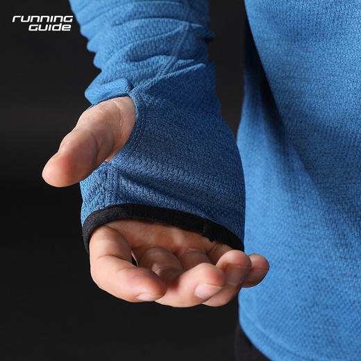 跑步指南8231抓绒长袖T恤 - 半拉链设计，保暖速干面料，拇指穿孔 商品图3
