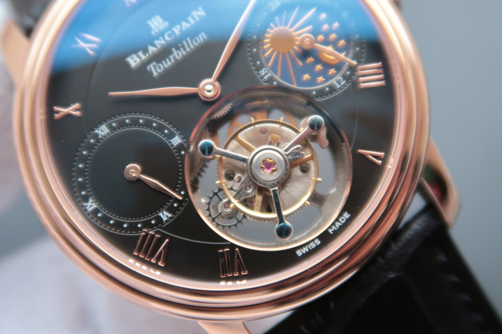 lh宝珀月相真陀飞轮男士腕表款式手动上链真陀飞轮透底材料316钢机芯