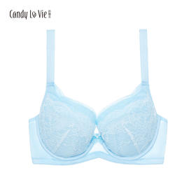 奶糖派 邂逅软萌薄款 大罩杯蓝白女士大码文胸