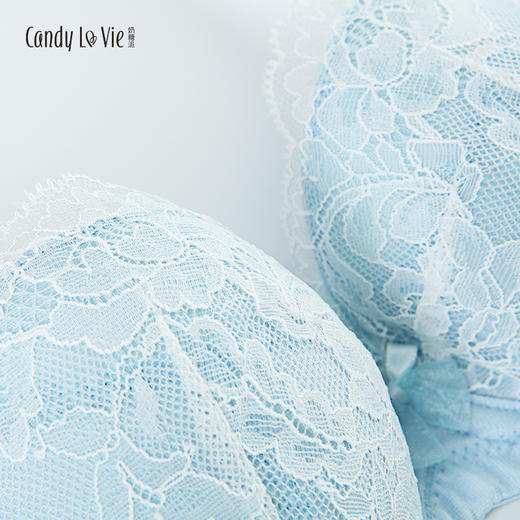 奶糖派 邂逅软萌薄款 大罩杯蓝白女士大码文胸 商品图2