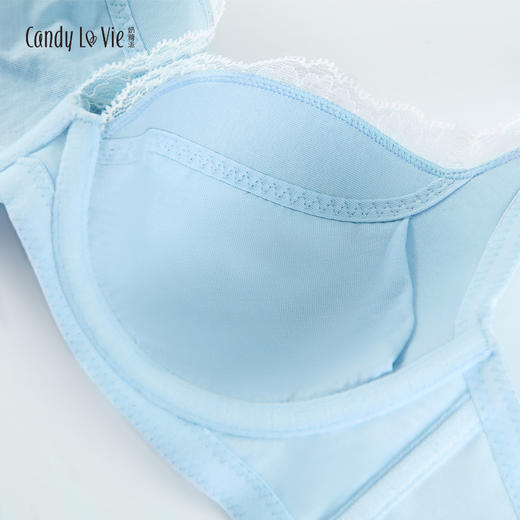 奶糖派 邂逅软萌薄款 大罩杯蓝白女士大码文胸 商品图3