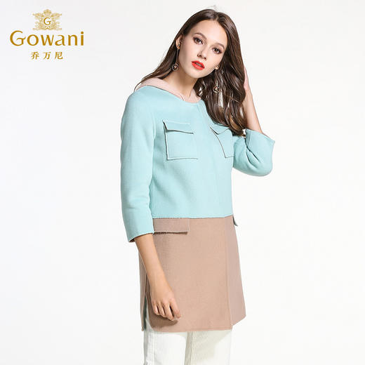 乔万尼上下拼色修身双面羊毛呢E154A243 商品图1