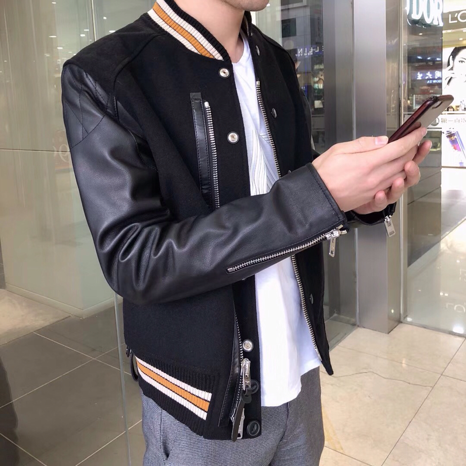 男神必备coach男士棒球领皮衣
