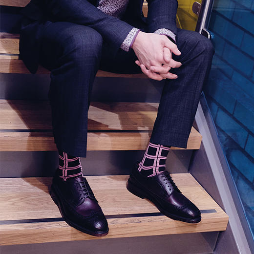 CORGI 手工 中筒袜 菱格 商品图0