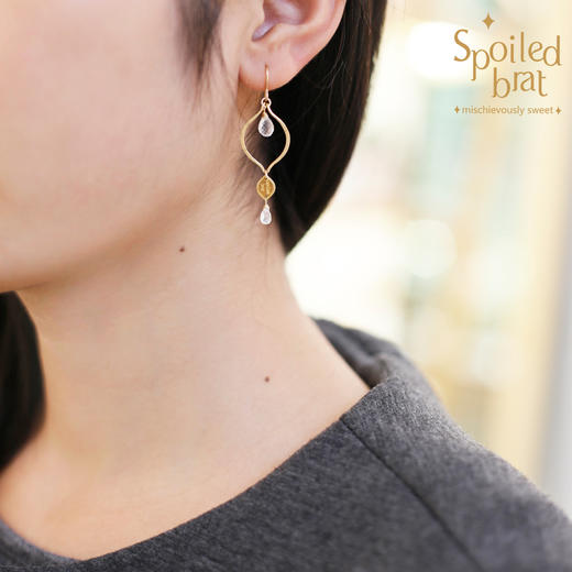SpoiledBart Jewelry 天然月光石柠檬形耳环 商品图4