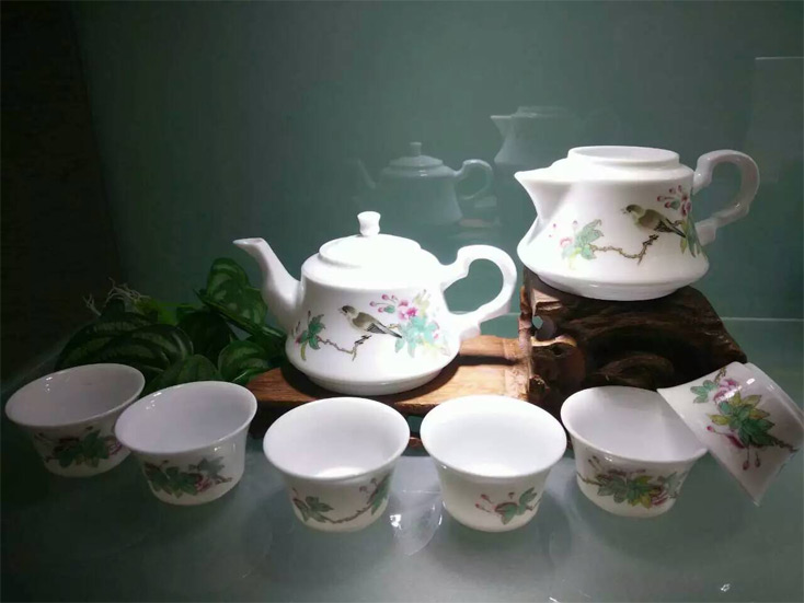 景德镇陶瓷 国瓷红叶 8头茶具（春光明媚）