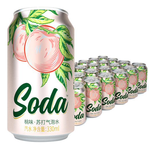 名仁苏打水饮料苏打汽水无糖气泡桃味水DIY饮料24罐 商品图3