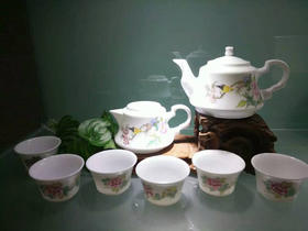 景德镇陶瓷 国瓷红叶 8头茶具（莺歌燕语）