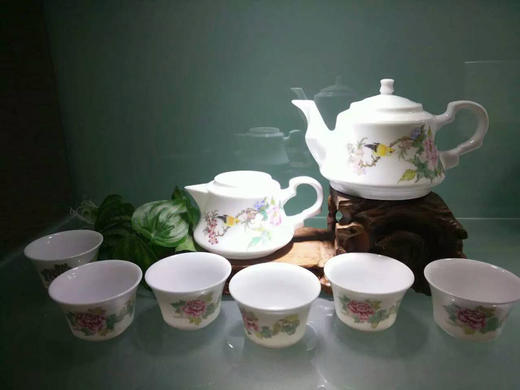景德镇陶瓷 国瓷红叶 8头茶具（莺歌燕语） 商品图0