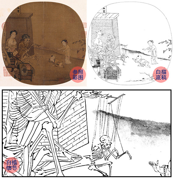 宋画人物小品白描底稿-李嵩-骷髅幻戏图-gd02