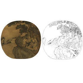 宋画人物小品白描底稿-佚名-《虎溪三笑图》-多种白描尺寸可选-GD18
