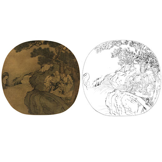 宋画人物小品白描底稿-佚名-《虎溪三笑图》-多种白描尺寸可选-GD18 商品图0