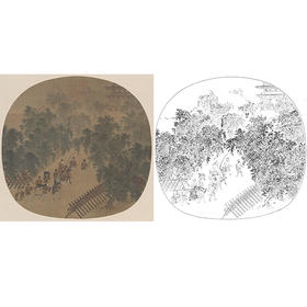 宋画人物小品白描底稿-佚名-《春游晚归图》-多种白描尺寸可选-GD17