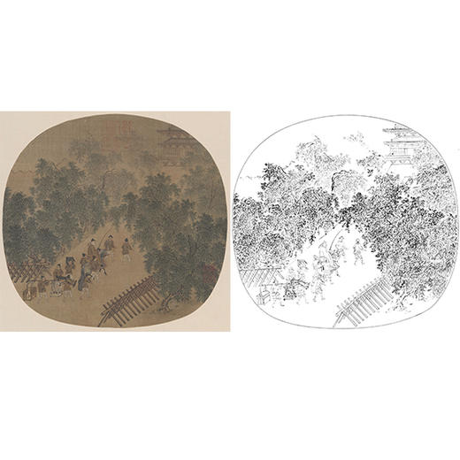 宋画人物小品白描底稿-佚名-《春游晚归图》-多种白描尺寸可选-GD17 商品图0