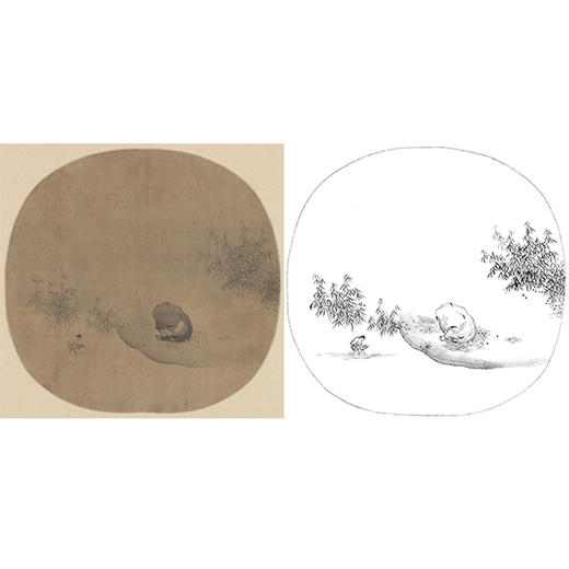 宋画动物小品白描底稿-佚名-《牧牛图》-多种白描尺寸可选-GR13 商品图0