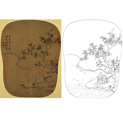 宋画人物小品白描底稿-马和之-《月色秋声图》-多种白描尺寸可选-GD22 商品图0