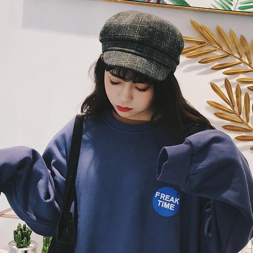 【贝雷帽】秋冬男女情侣潮休闲百搭潮格子贝雷帽子 商品图0