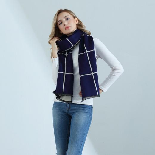 【围巾】秋冬新款英伦风经典格子双面两用拼接保暖仿羊绒女士围巾 商品图0