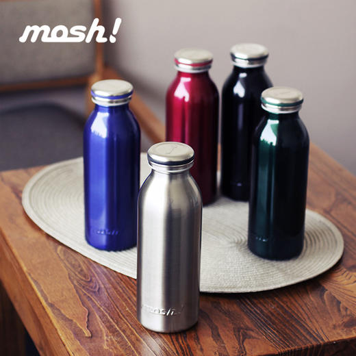 mosh日本不锈钢保温杯男女350ml（银色、酒红、宝蓝、墨绿、黑色） 商品图0