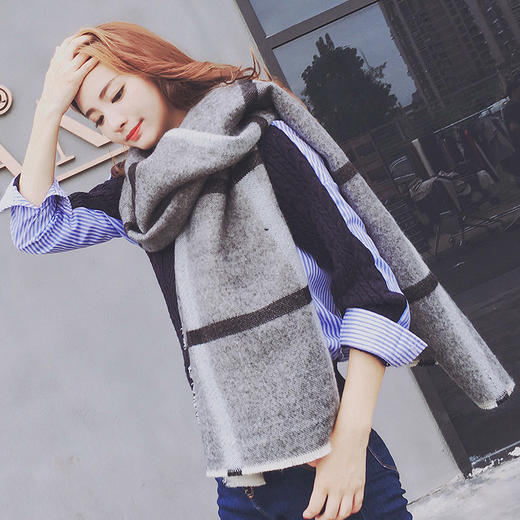 【围巾】冬季韩版百搭加厚长款针织毛线披风斗篷围脖冬 商品图2