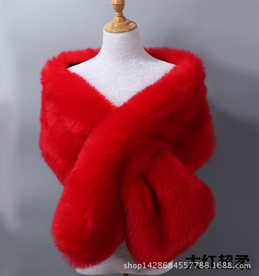 【围巾】秋冬季新款超长仿狐狸毛皮草新娘晚礼服加厚大披肩斗篷围巾围脖女 商品图3