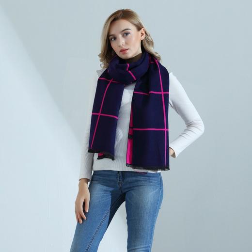 【围巾】秋冬新款英伦风经典格子双面两用拼接保暖仿羊绒女士围巾 商品图1