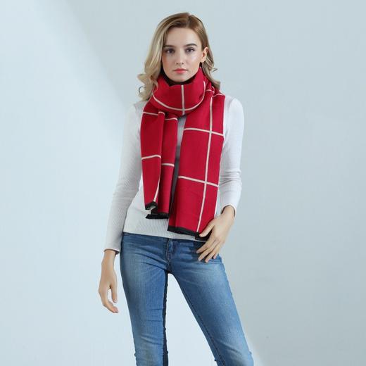 【围巾】秋冬新款英伦风经典格子双面两用拼接保暖仿羊绒女士围巾 商品图2