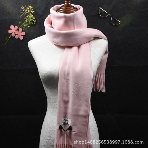 【围巾】秋冬季新款羊绒围巾 女 时尚加厚 保暖纯色披肩甜美围巾 商品图3